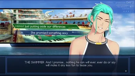 The player is being offered the choice to lie that someone promised them something sexy.